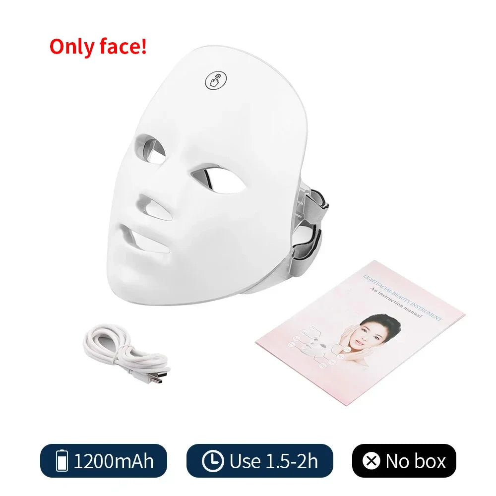 Wireless 7 Colors LED Face & Neck Skin Tighten Rejuvenation Facial Neck Mask