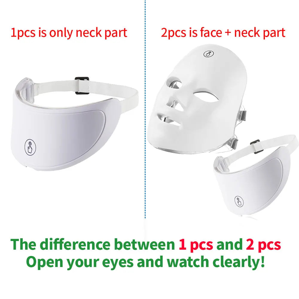 2 pieces 7-Color LED Face & Neck Light Therapy System