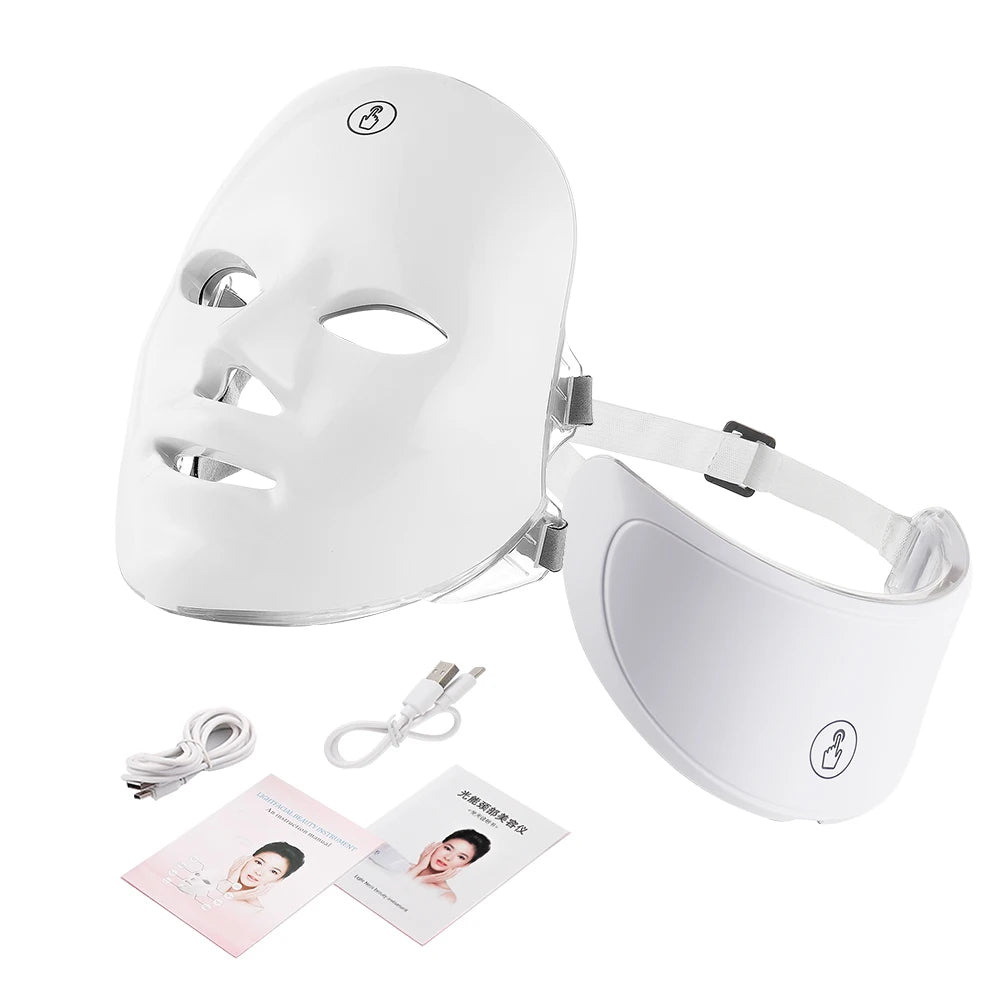 2 pieces 7-Color LED Face & Neck Light Therapy System