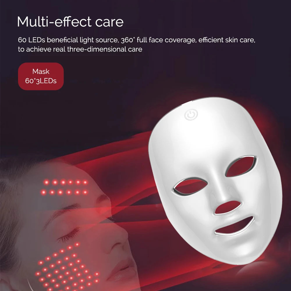Wireless 7 Colors LED Face & Neck Skin Tighten Rejuvenation Facial Neck Mask