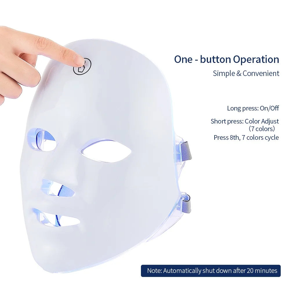 2 pieces 7-Color LED Face & Neck Light Therapy System