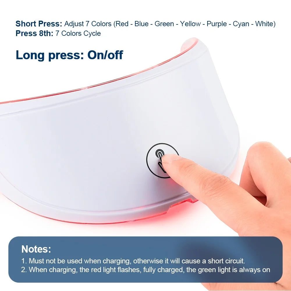 Wireless 7 Colors LED Face & Neck Skin Tighten Rejuvenation Facial Neck Mask