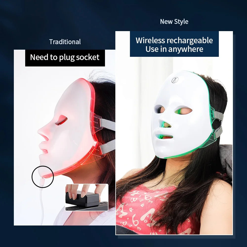 2 pieces 7-Color LED Face & Neck Light Therapy System