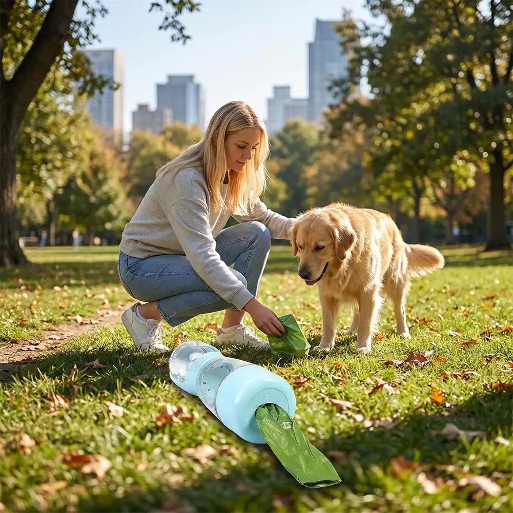3-in-1 Portable Dog Water Bottle with Collapsible Food & Water Bowl