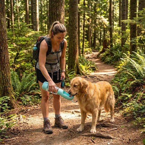 3-in-1 Portable Dog Water Bottle with Collapsible Food & Water Bowl