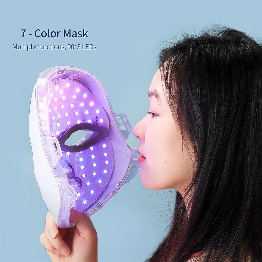 Wireless 7 Colors LED Face & Neck Skin Tighten Rejuvenation Facial Neck Mask