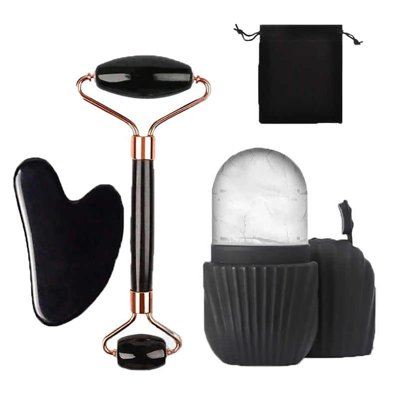 Ice Face Roller & Gua Sha Set – Facial Massage, Cooling & Skincare Tool