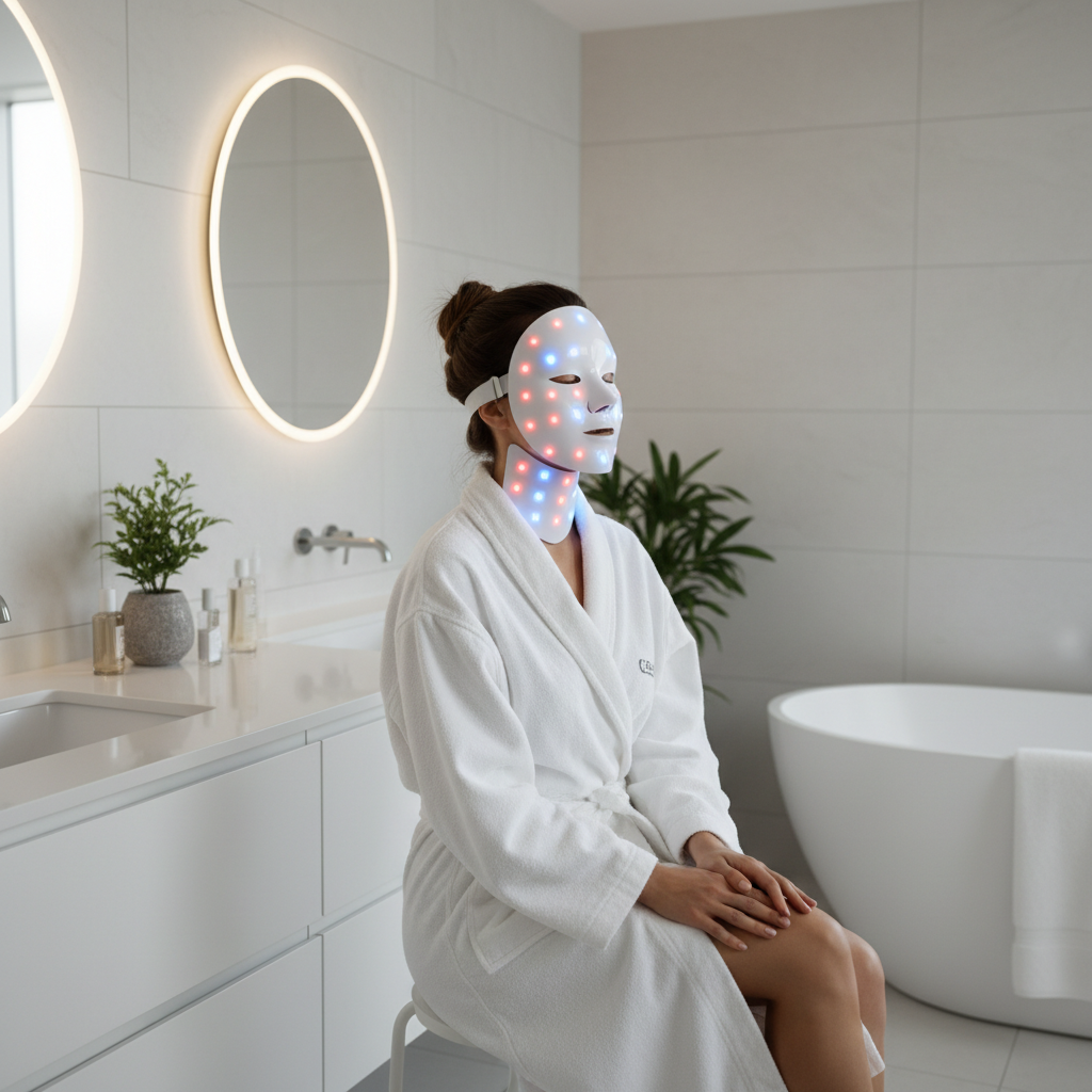 LED Face & Neck Light Mask In-Use