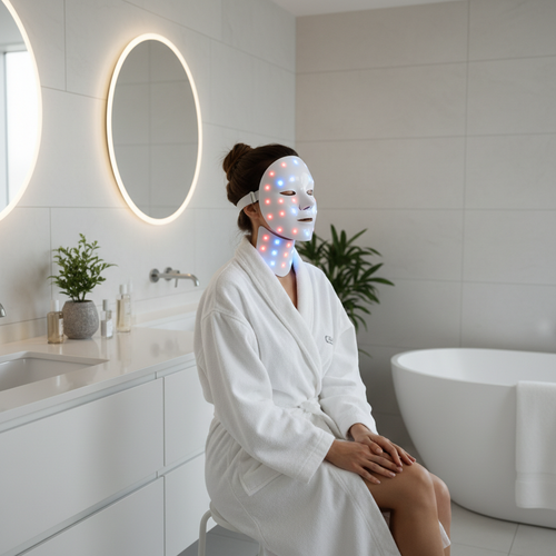 LED Face & Neck Light Mask In-Use